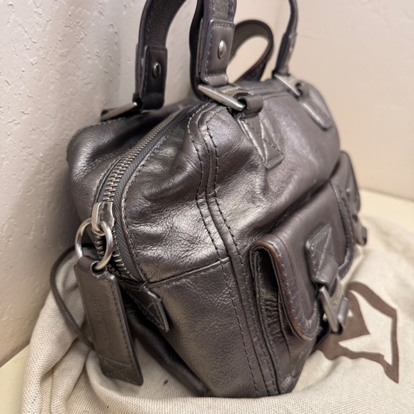 MICHAEL Michael Kors Gunmetal Ranger Leather Satchel Y2K - Picture 2 of 9